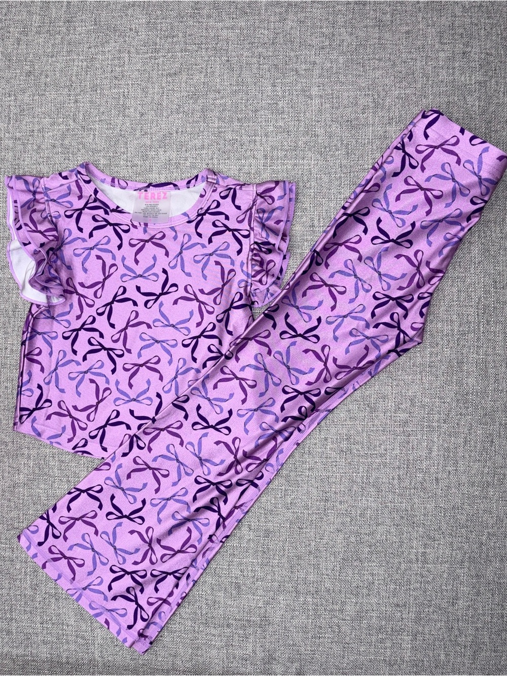 Terez Girls' Lavender and Purple Bow-Print Set